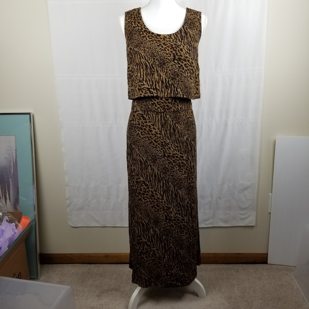 Karin Steven's vtg animal print maxi dress size 12